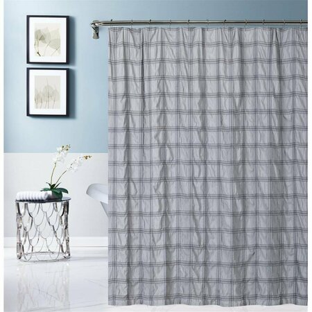 GFANCY FIXTURES 72 x 70 x 1 in. Gray Modern Striped Crinkle Shower Curtain GF3096893